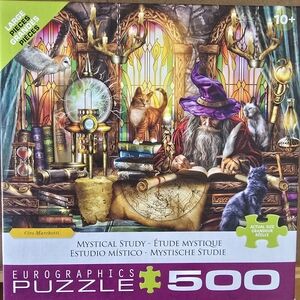 Mystical Study 500-Piece Puzzle with Wizard Artwork